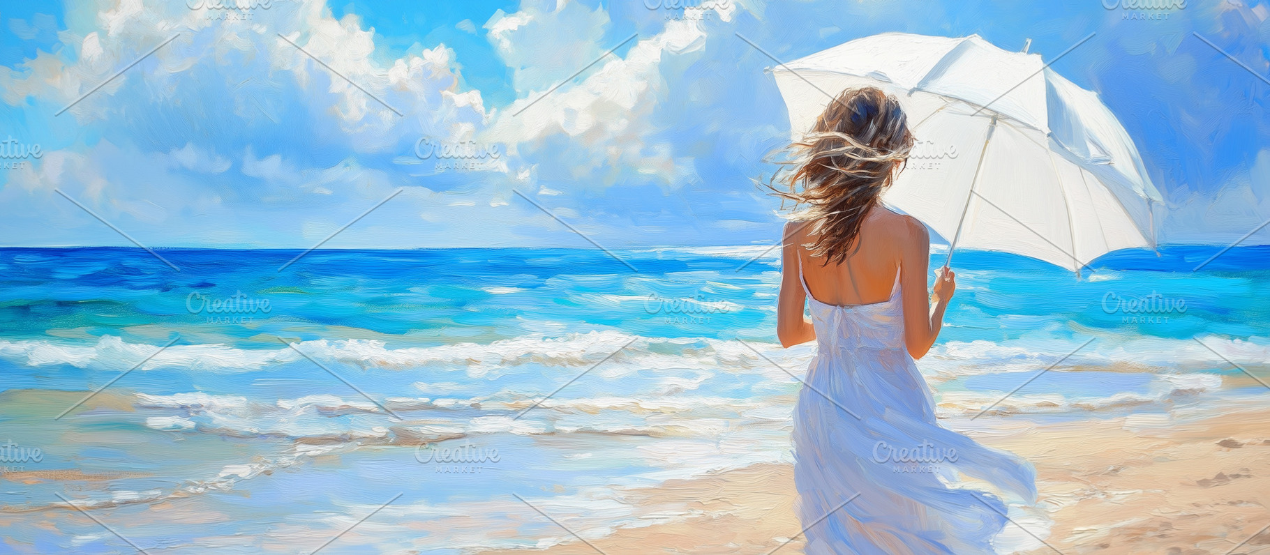 Woman in flowing white dress holding, a Person Photo by MistyDay