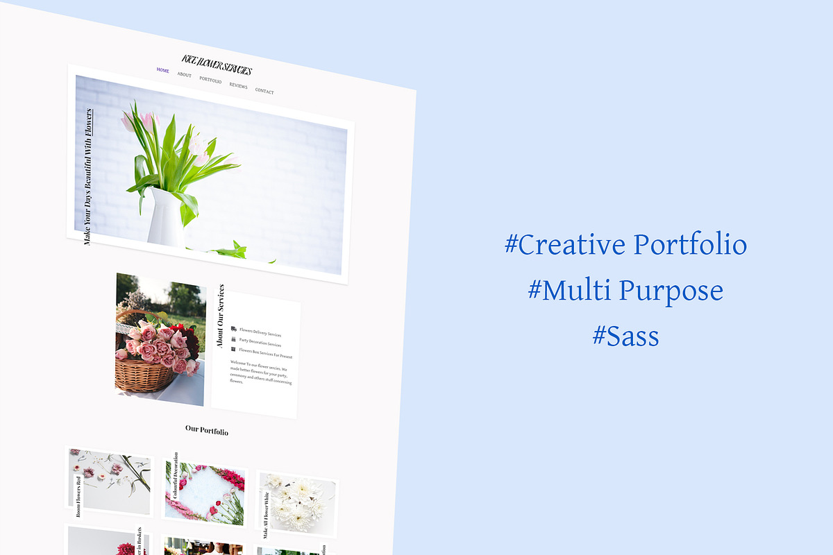Kite Flowers Portfolio HTML Template, a Websites & App Template by Porluffy