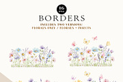 Pastel Wildflowers & Bows Clipart, a Decorative Illustration by OKArtHub (Thumbnail 5 of 11)