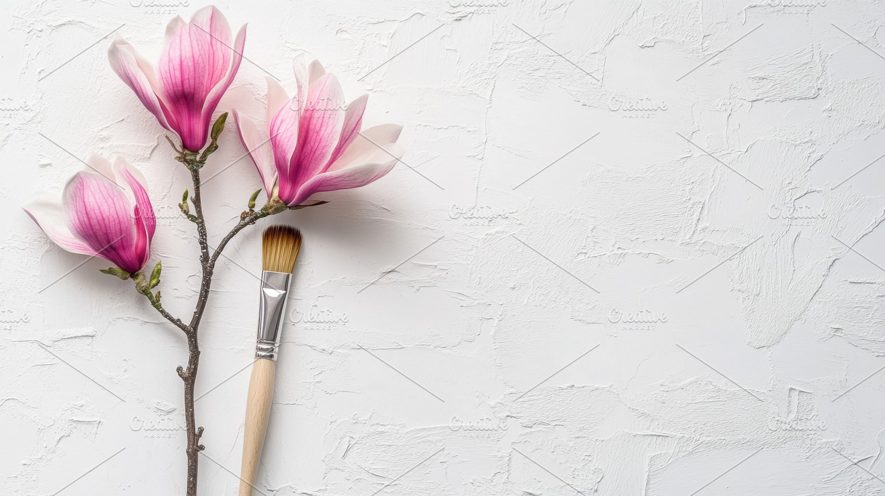 Brush on white: Magnolia flowers, a Photo by Beautiful things