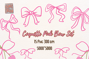 Coquette pink bow hand drawn png