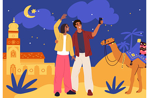 Young couple in love takes photo, a Person Illustration by Vectorbuum