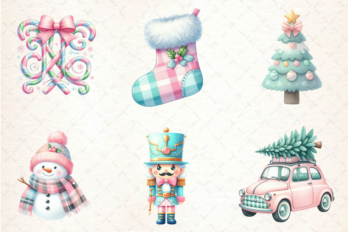 Pastel Preppy Christmas Sublimation, an Illustration by CreationArt (Photo 4 of 5)