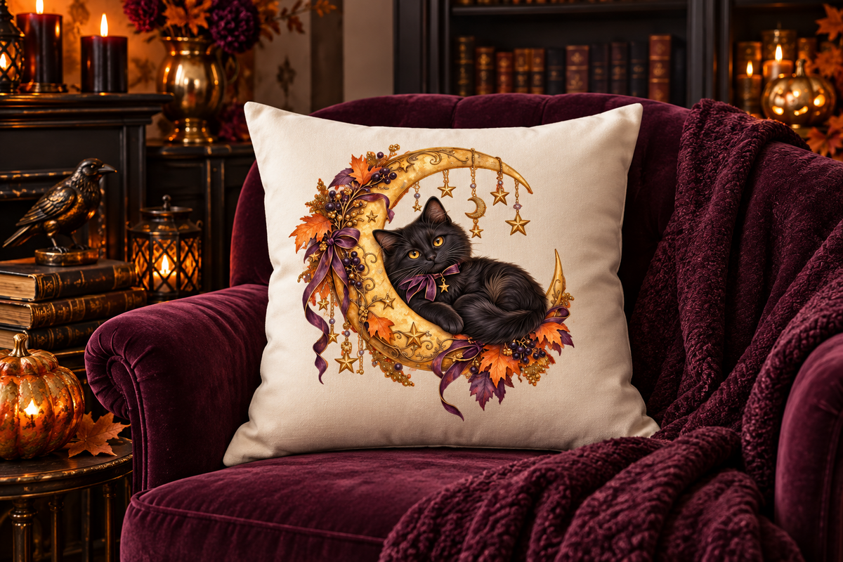 Vintage Halloween Black Cat Clipart, an Object Graphic by Colorsfav (Photo 5 of 7)