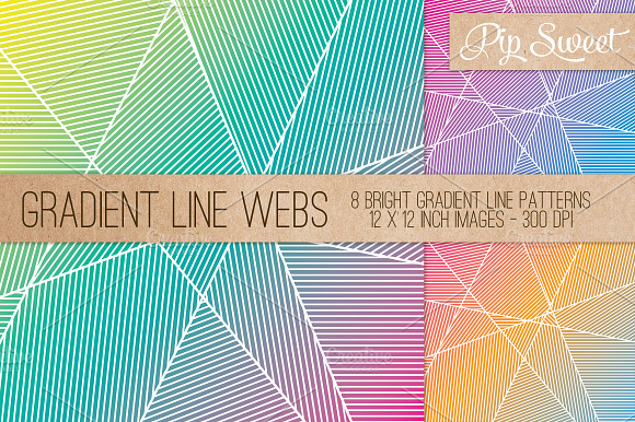 Gradient Line Webs 8 Pattern Set preview 3