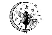 Fairy Moon Butterfly Silhouette, an Object Illustration by Gaye Art (Thumbnail 20 of 31)