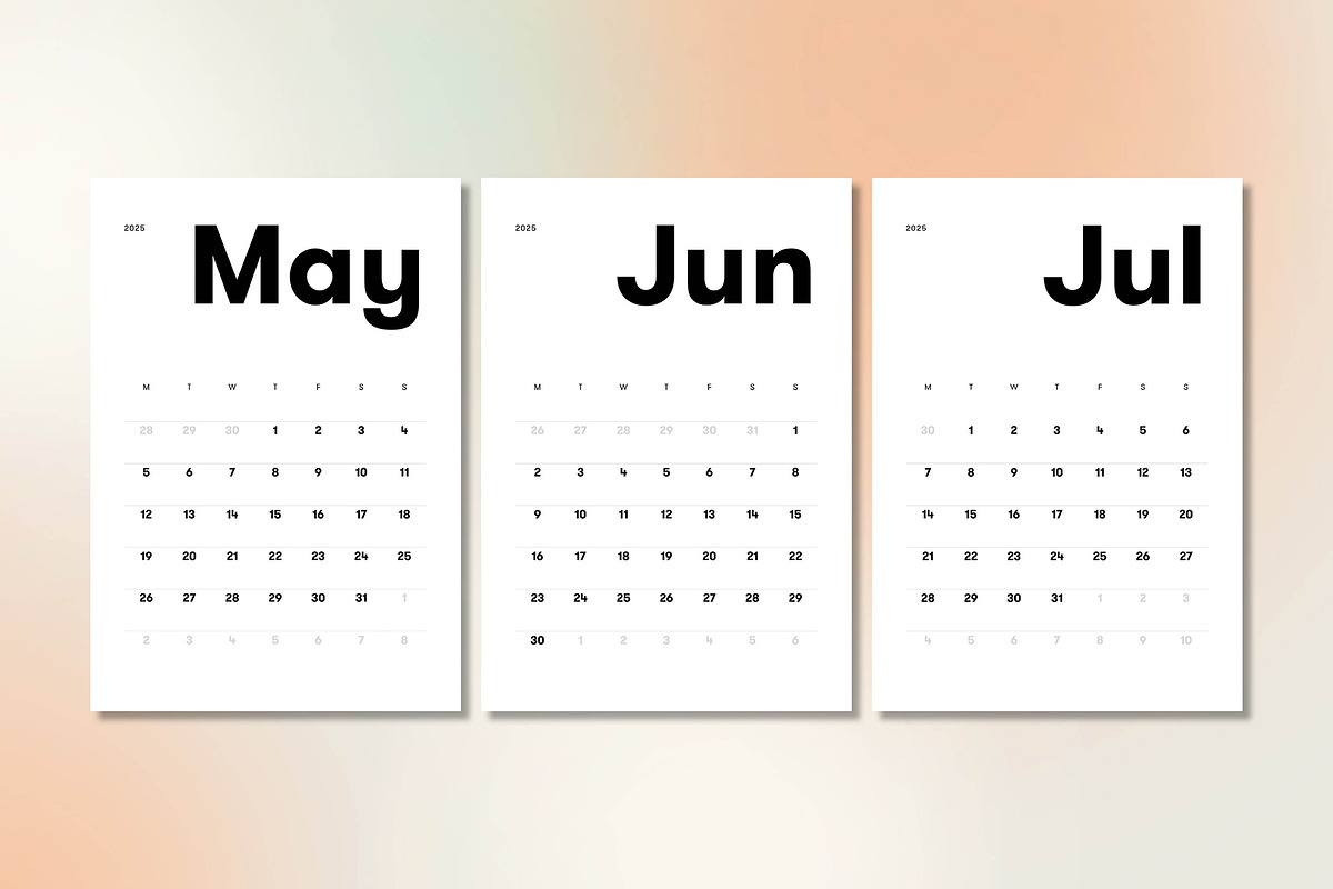 Minimalist monthly calendar for 2025, a Templates & Theme by MMS Design Studio (Photo 3 of 4)