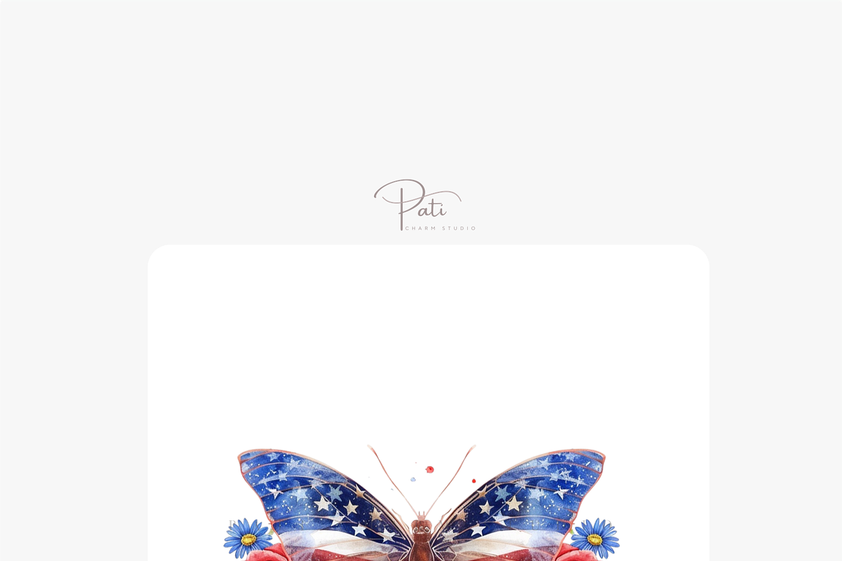 40 PNG Patriotic Butterfly Clipart, a Decorative Illustration by Pati Charm Studio (Photo 6 of 8)