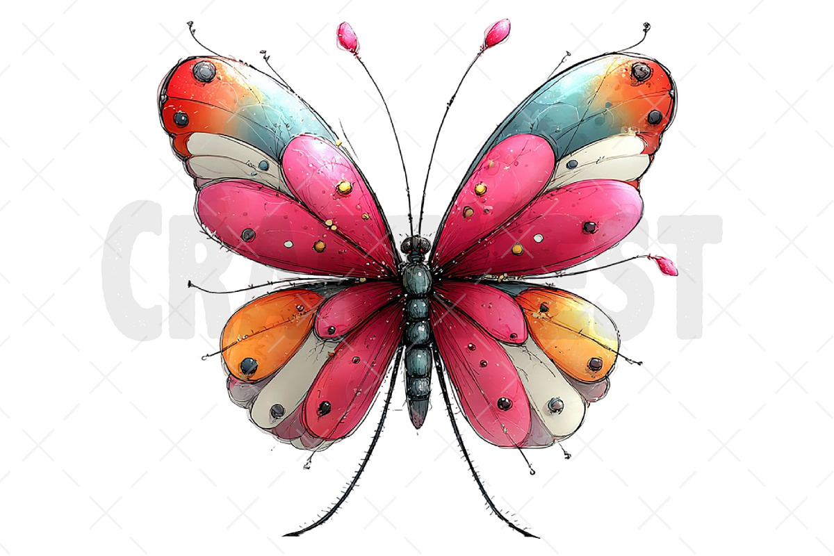 Whimsical Summer Butterfly Clipart, an Illustration by Craft Nest (Photo 11 of 12)