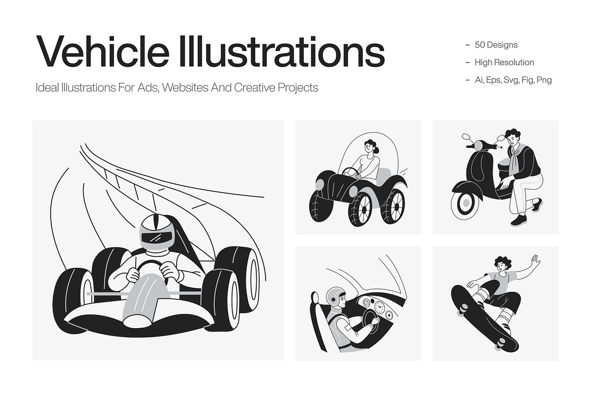 Vehicle Illustration Art Set, a Transportation Illustration by Vectors Market (Photo 1 of 9)