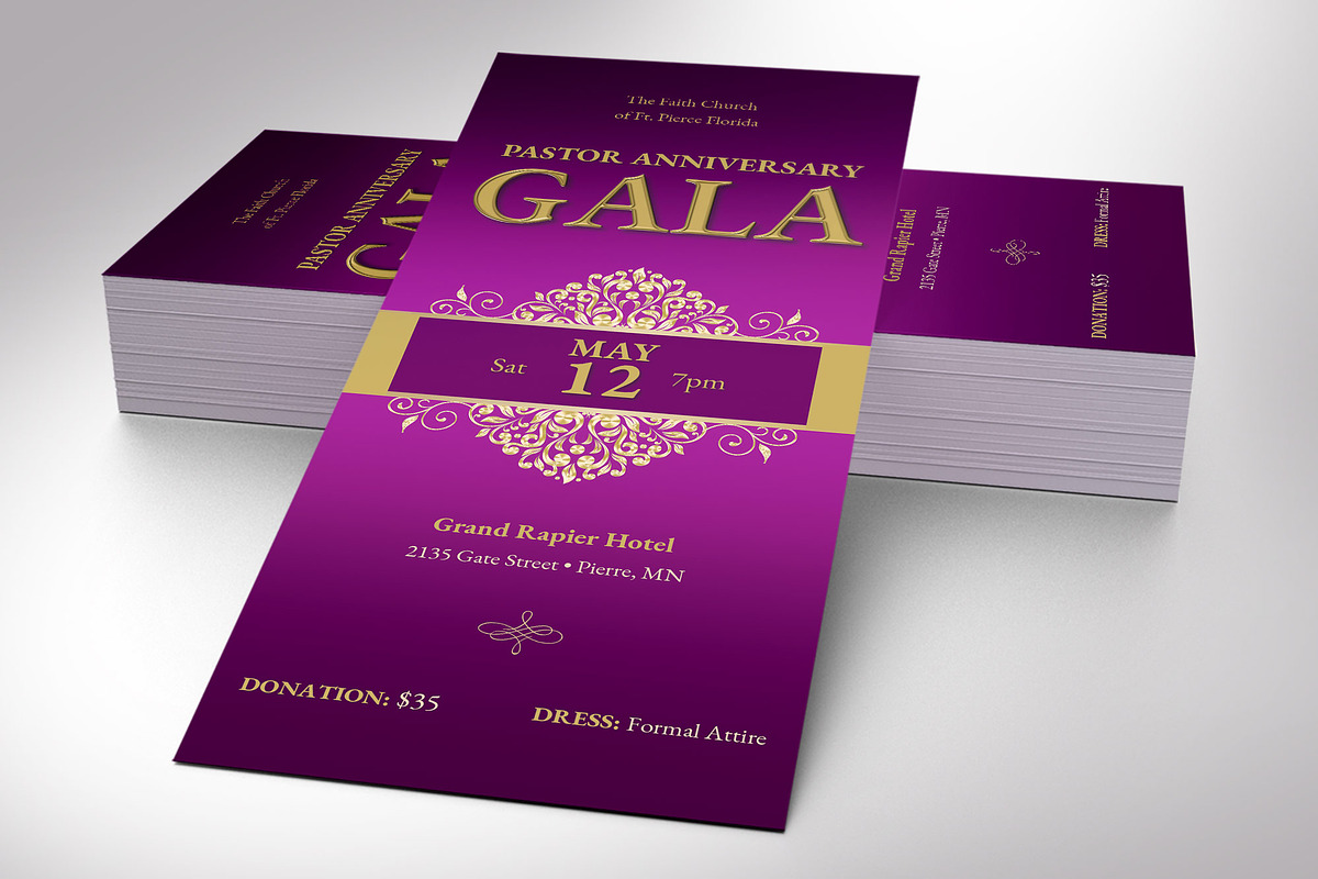 Pastor Anniversary Gala Ticket Word, a Card Template by Four C Graphic (Photo 3 of 10)