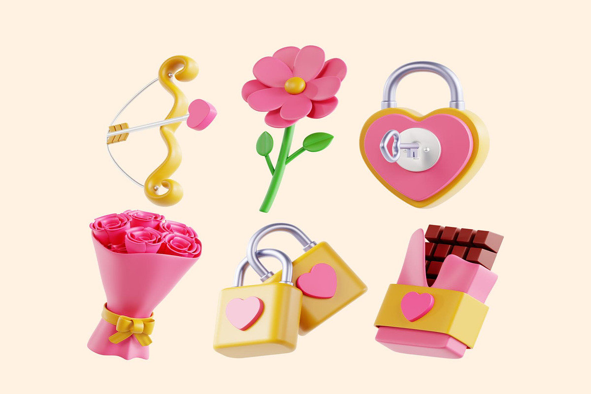 Valentine's Day 3D Icons Pack, an Illustration by Lumina_ui_ux202 (Photo 5 of 6)