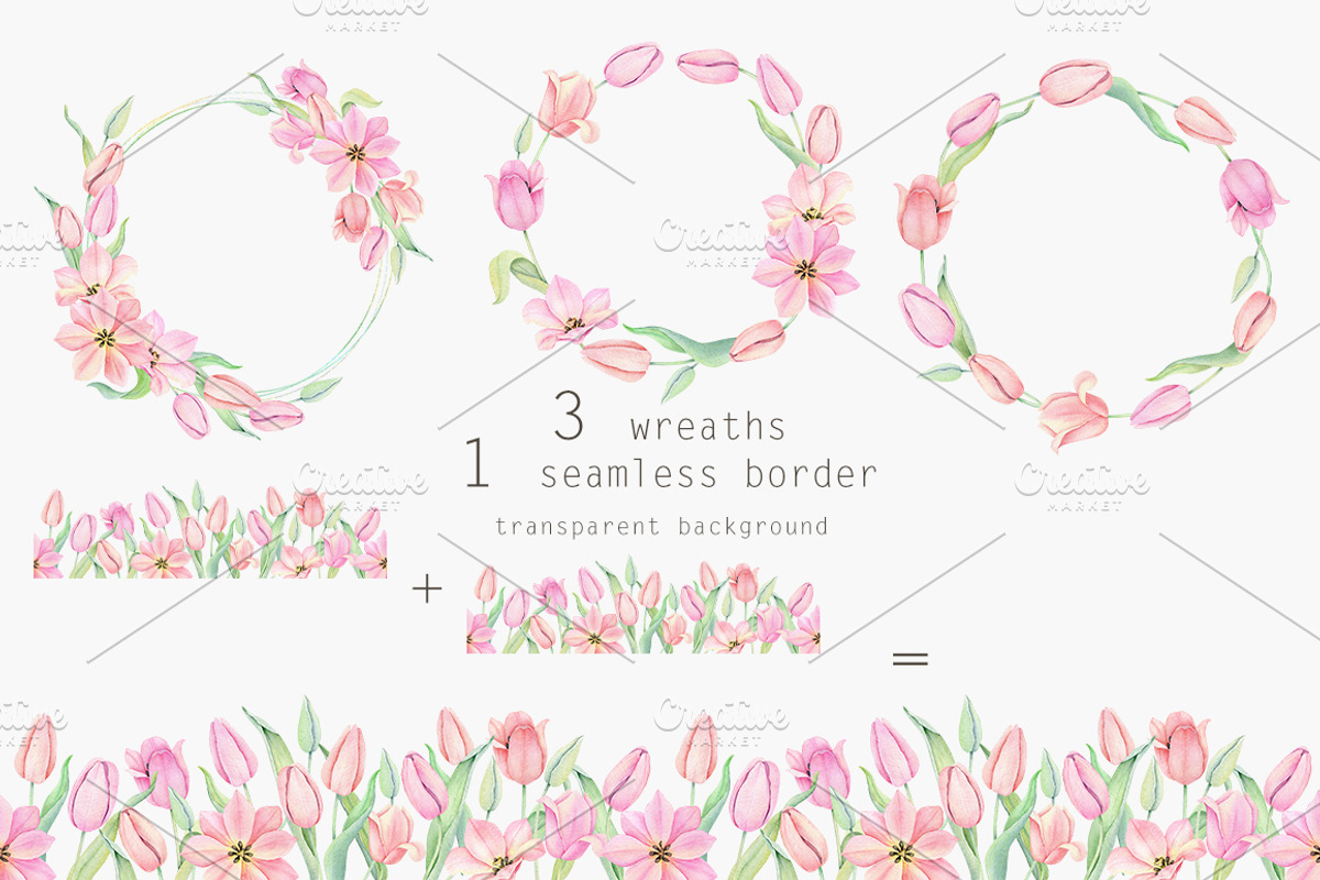 Pink Tulip Watercolor Clip Art, an Illustration by Daryartsy (Photo 2 of 6)