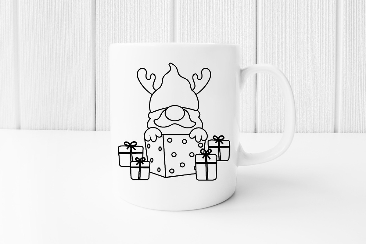 Gnomes Christmas Outline Clipart, a Decorative Illustration by Noey smiley (Photo 4 of 6)