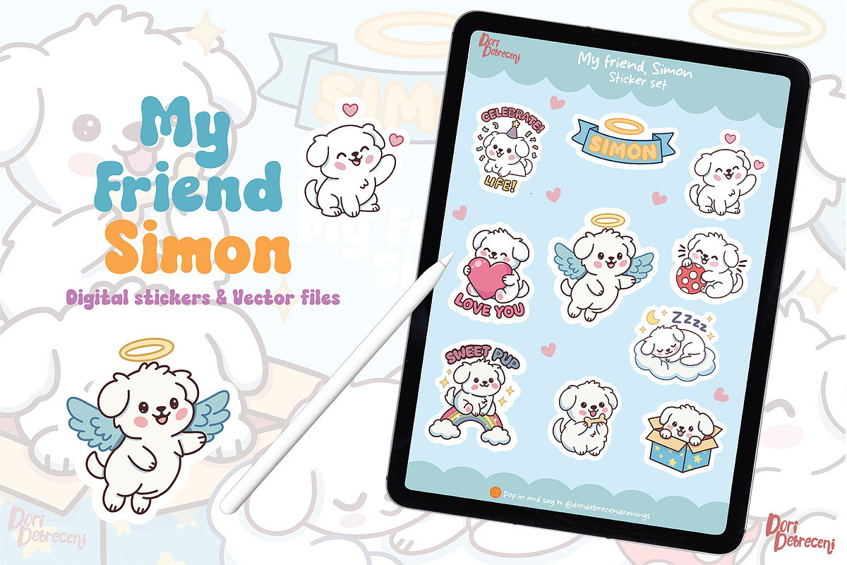 My Friend, Simon Sticker Set, a Graphic by Dori Debreceni draws (Photo 2 of 8)