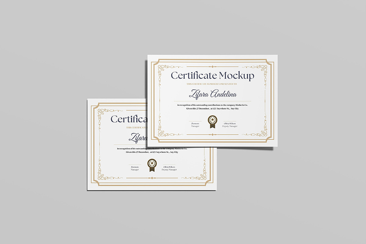 Certificate Mockup, an Advertising Mockup by ZifaraDesign (Photo 2 of 11)