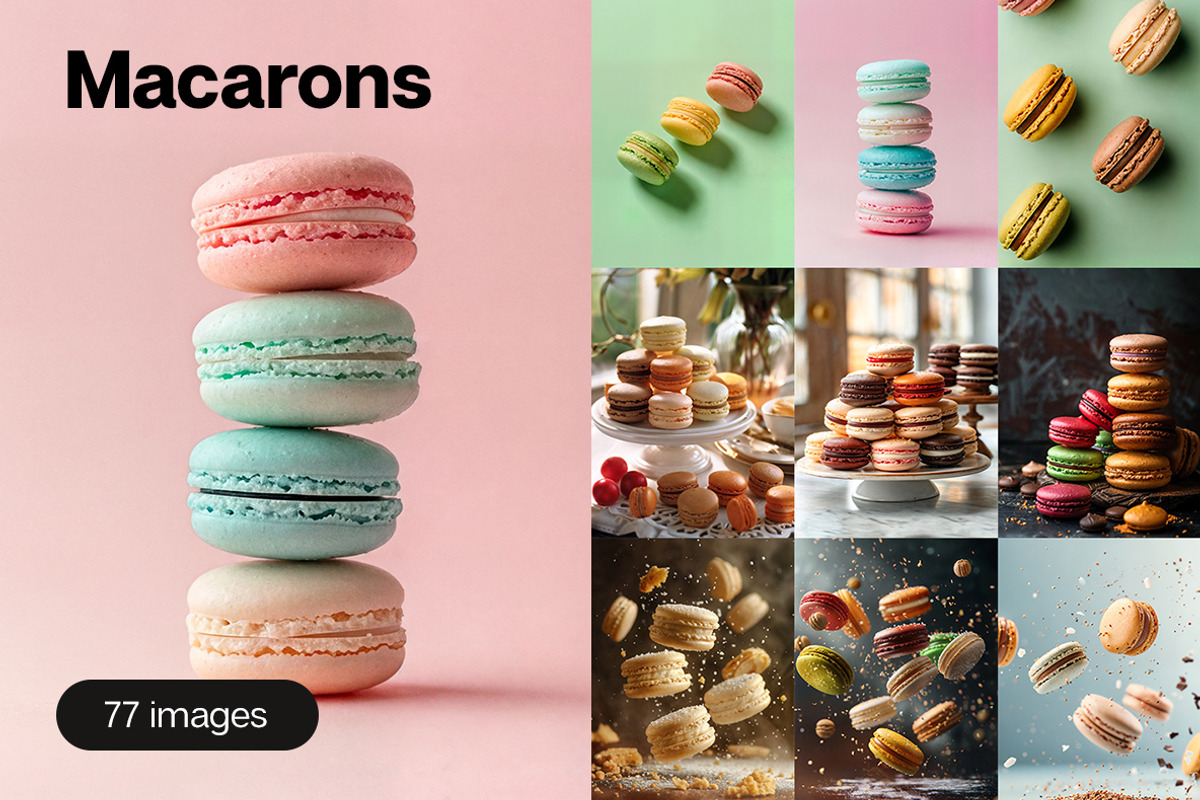 77 Macarons, a Food & Drink Photo by Handmadefont (Photo 1 of 12)