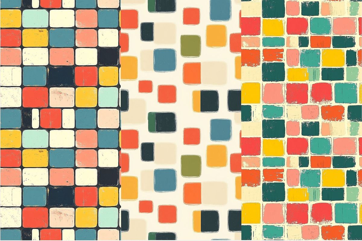 12 Retro Colorblock Seamless Pattern, a Pattern Graphic by Inknfolly (Photo 3 of 7)