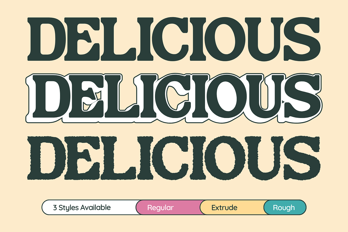 Bushi Retro - Food Logo Extrude Font, a Serif Font by Nirmana Visual (Photo 12 of 15)