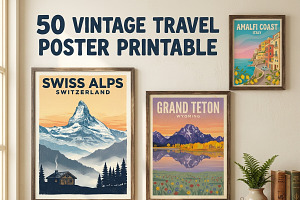 50 Vintage Travel Poster Printable