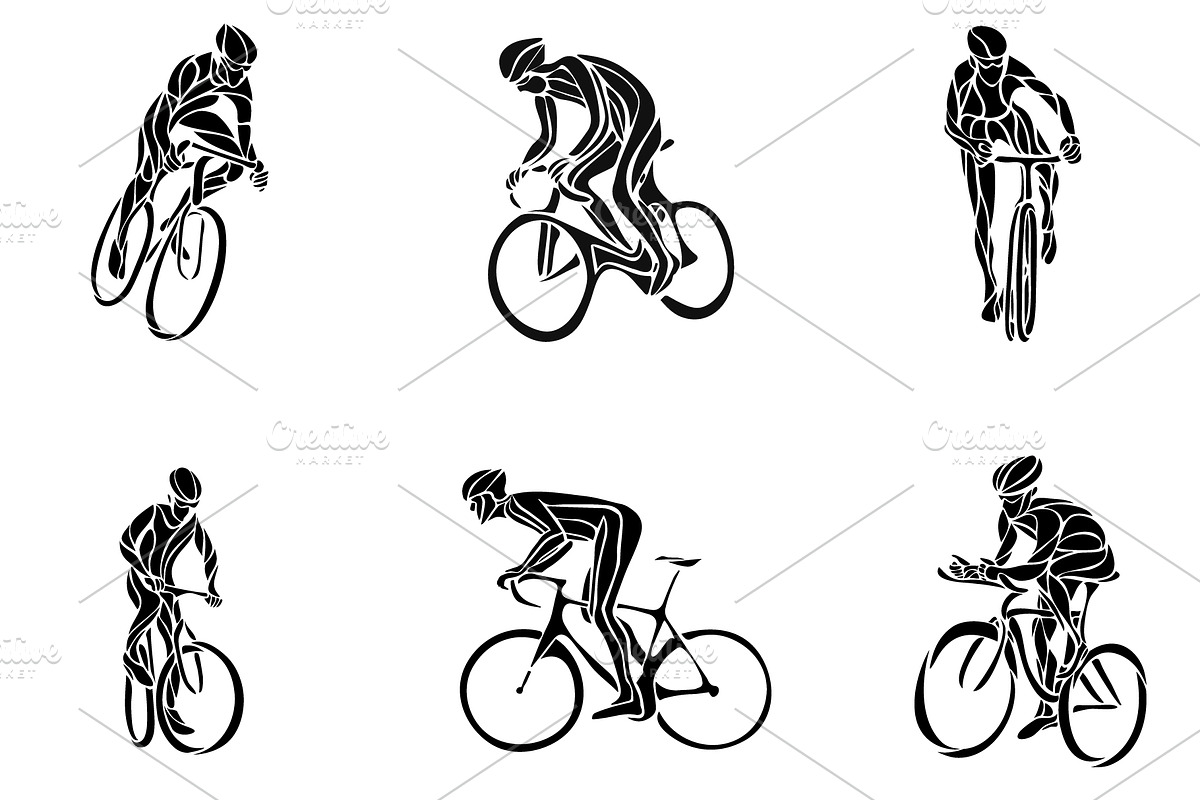 Cycling cyclists silhouettes set, a Person Illustration by Kluva's Wavy Silhouettes (Photo 2 of 4)