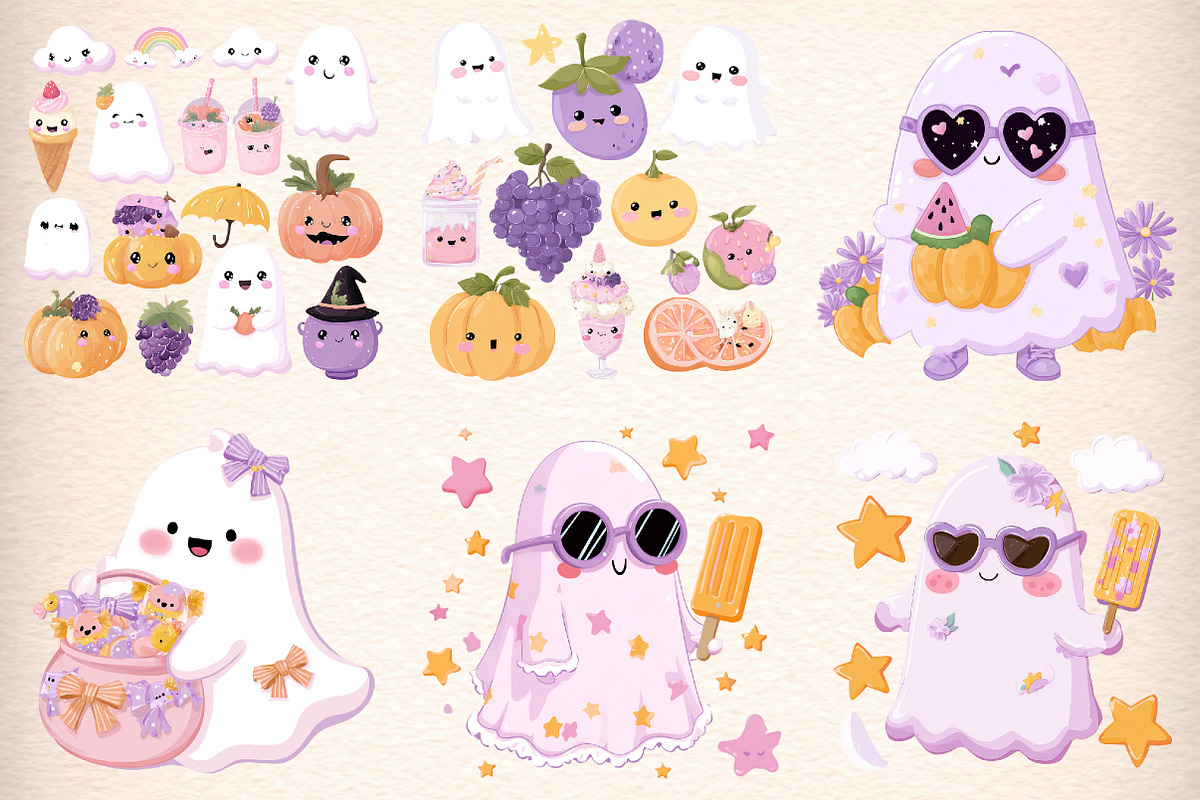 Summerween Ghost Clipart Bundle, an Illustration by Digital Artistic99 (Photo 2 of 11)