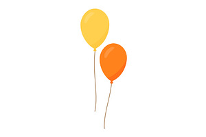 Two colorful balloons with strings, an Object Illustration by GraphiShop