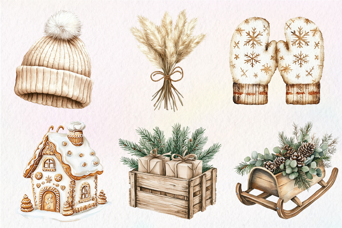 Neutral Christmas Clipart Bundle, an Illustration by Dream Creation (Photo 3 of 7)