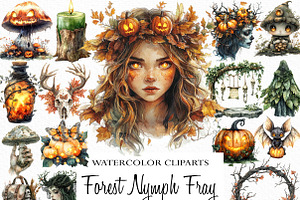 Halloween Forest Nymph Fray Clipart, an Illustration by Craft Nest