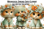 Whimsical Spring Cat Clipart, an Illustration by Dream Creation (Thumbnail 1 of 6)