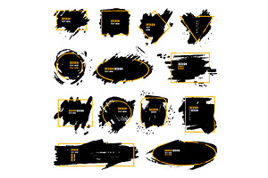 Grunge Text Frames Background. Black