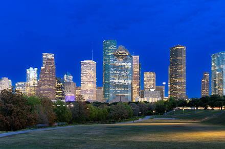 Houston City illuminated at night