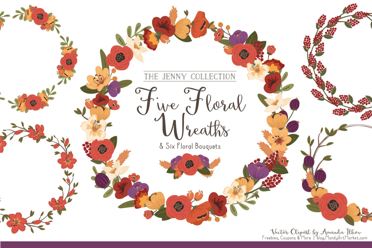 Floral Vector Wreaths in Autumn, an Illustration by Amanda Ilkov (Photo 1 of 4)