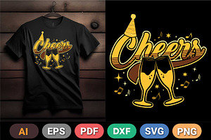 Cheers Digital T-Shirt Design, a Graphic by Vector Portal