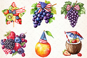 Watercolor 4th of July Clipart Fruit, an Illustration by Libby Wishes (Thumbnail 3 of 7)
