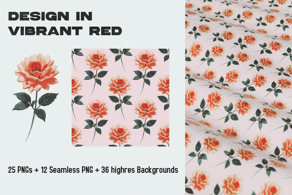 Crimson Bloom: Floral Design Kit, a Pattern Graphic by Megan Aili Designs (Photo 3 of 12)