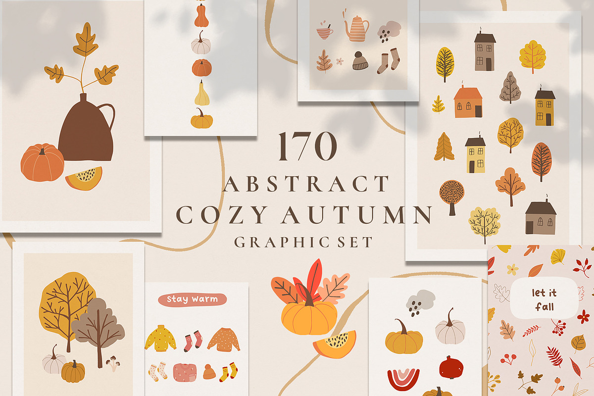 AUTUMN cozy fall season graphic set, a Seasonal Illustration by Madiwaso (Photo 1 of 12)