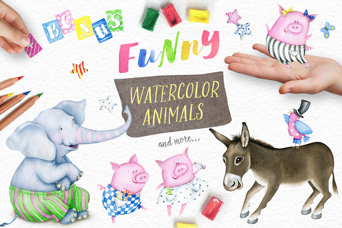 40% OFF! Watercolor Animals + BONUS, an Animal Illustration by Eva Katerina (Photo 1 of 11)