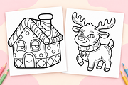 Cutie Christmas Coloring Pages #3, a Seasonal Illustration by Inkivelle Studio (Thumbnail 2 of 3)
