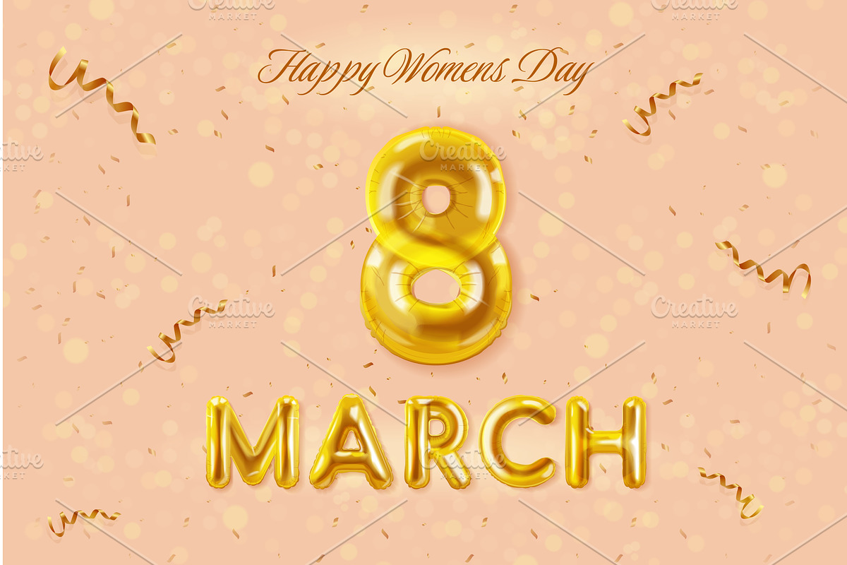 March 8 banner. 3d balloon number, an Object Illustration by Stock-Smart-Start
