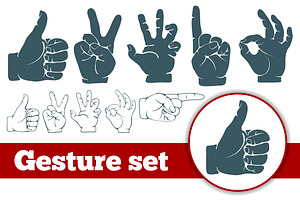 Gestures Graphic Set, an Outline Icon by Vector beauty