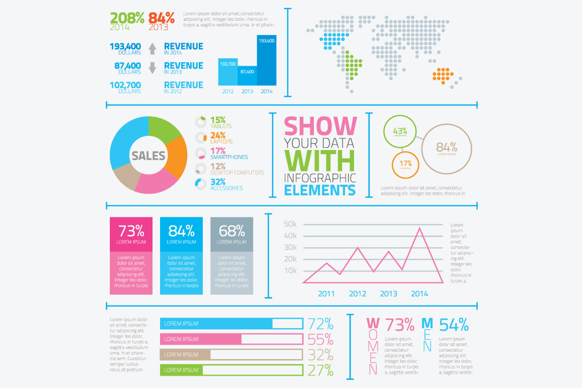 Infographic elements set vector, a Technology Illustration by Infographic Template Shop