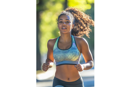 Active multiracial woman jogging in, a Sports & Recreation Photo by Lermont51