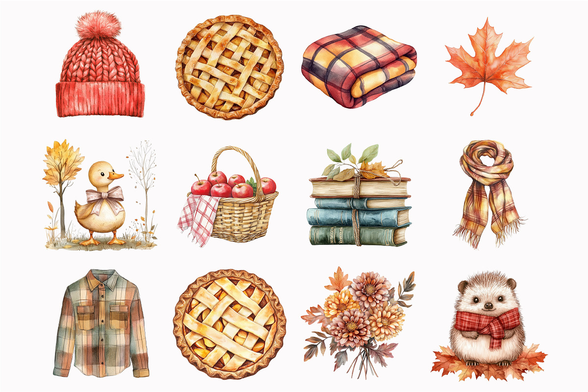 Watercolor Apple Harvest Clipart, a Seasonal Illustration by Design Market (Photo 4 of 5)