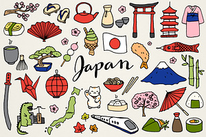 Japan Clipart Illustrations Set