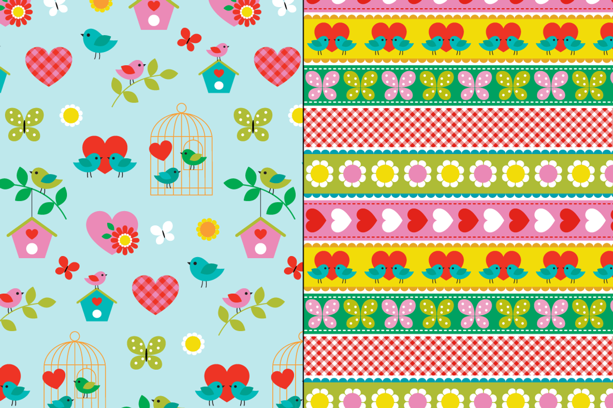 Seamless Bird & Butterfly Patterns preview 4