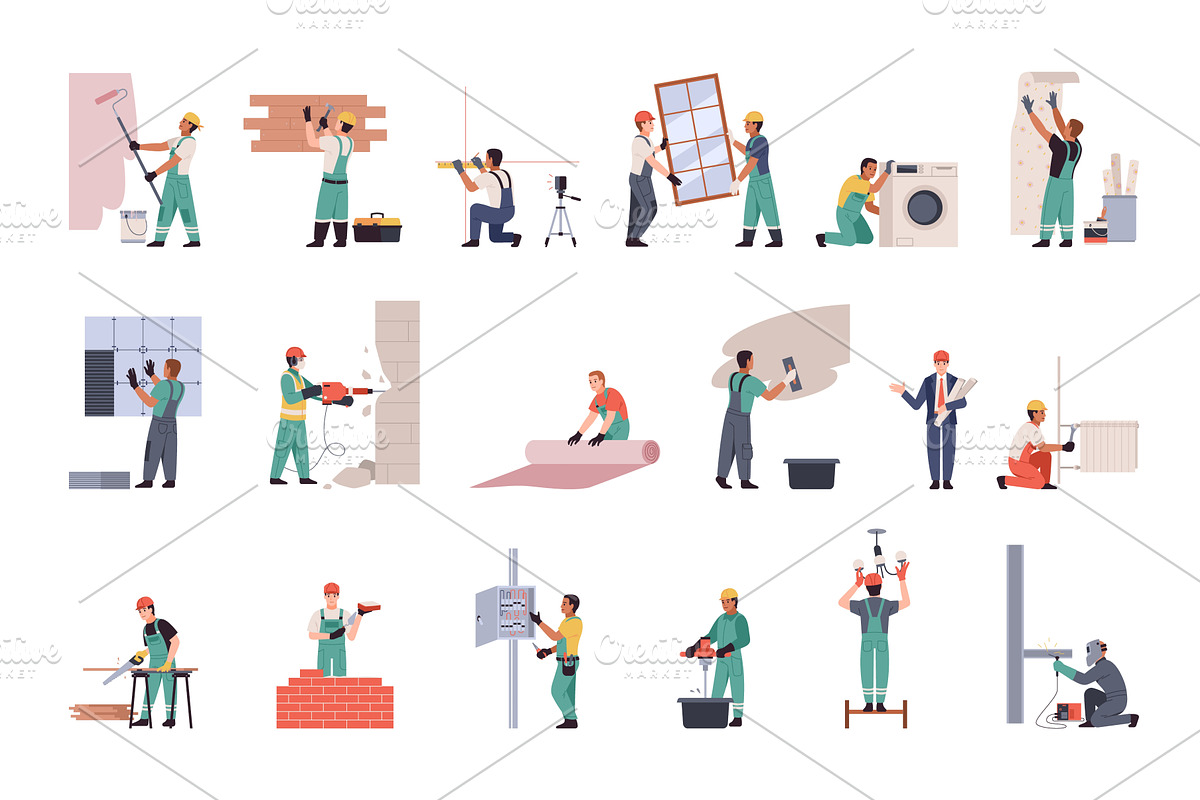 Professional construction repair man, an Illustration by YummyBuum