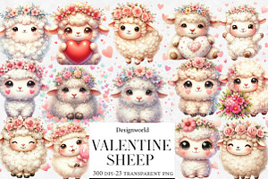 Cute Valentine Sheep Clipart, an Illustration by Designworld