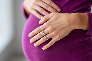 Pregnant woman in a purple dress, a Person Photo by MistyDay