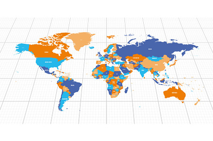 Colorful geopolitical map of World